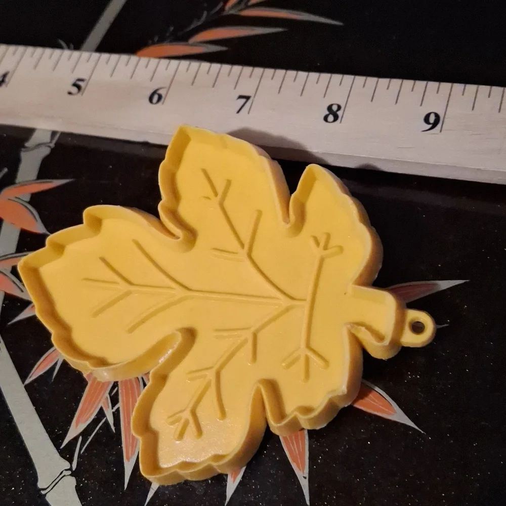 Orange Leaf-Shaped Ornament Plastic Vintage